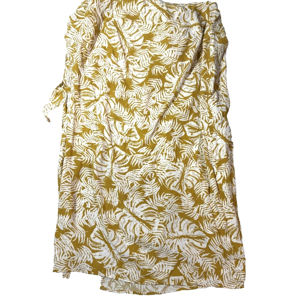 Lulus Wrap Skirt Womens M Yellow Floral Midi Lightweight Tropical Resortwear